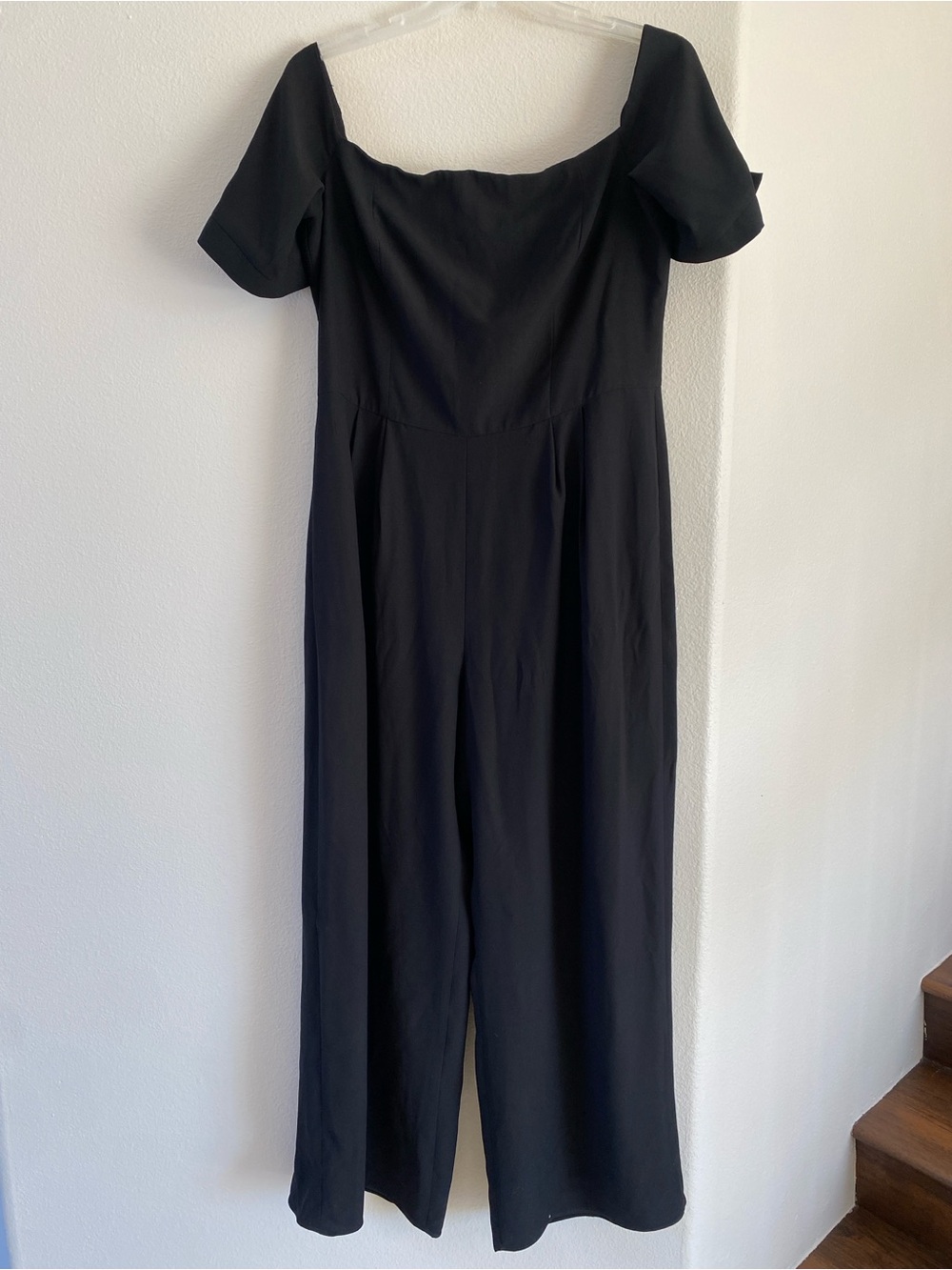 Gal Meets Glam Black Off-Shoulder Wide-Leg Jumpsuit